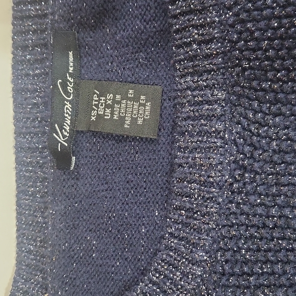 KENNETH COLE Navy Blue 3/4 Sleeve Crewneck Sweater - Picture 2 of 9